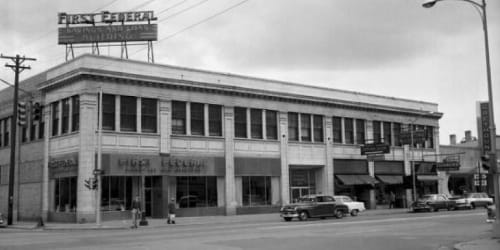 First Federal Savings and Loan in Kalamazoo, Michigan exterior building shot from 1958